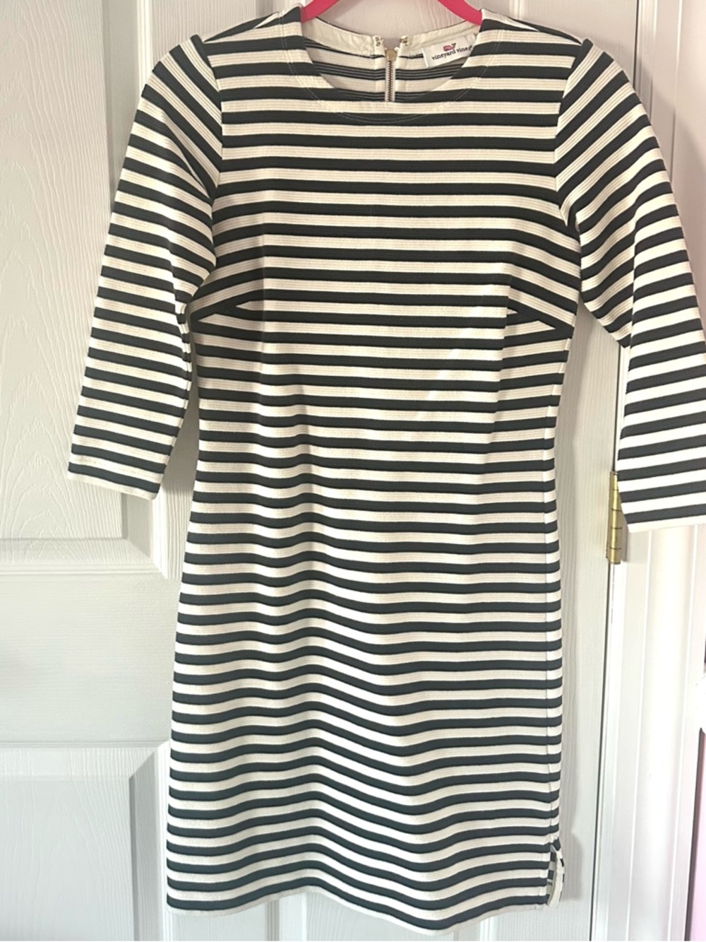 Vineyard Vines Black and White Striped Shift Dress